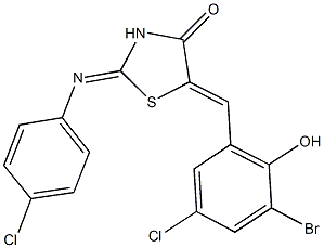 5-(3-bromo-5-chloro-2-hydroxybenzylidene)-2-[(4-chlorophenyl)imino]-1,3-thiazolidin-4-one Struktur