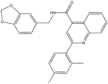 N-(1,3-benzodioxol-5-ylmethyl)-2-(2,4-dimethylphenyl)-4-quinolinecarboxamide Struktur