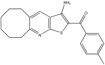 (3-amino-5,6,7,8,9,10-hexahydrocycloocta[b]thieno[3,2-e]pyridin-2-yl)(4-methylphenyl)methanone Struktur