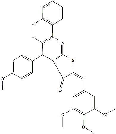 7-(4-methoxyphenyl)-10-(3,4,5-trimethoxybenzylidene)-5,7-dihydro-6H-benzo[h][1,3]thiazolo[2,3-b]quinazolin-9(10H)-one Struktur