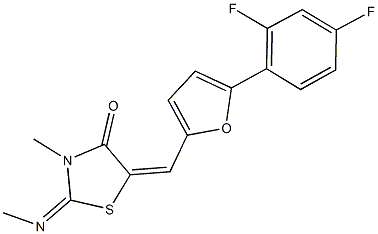 5-{[5-(2,4-difluorophenyl)-2-furyl]methylene}-3-methyl-2-(methylimino)-1,3-thiazolidin-4-one Struktur