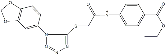 ethyl 4-[({[1-(1,3-benzodioxol-5-yl)-1H-tetraazol-5-yl]sulfanyl}acetyl)amino]benzoate Struktur