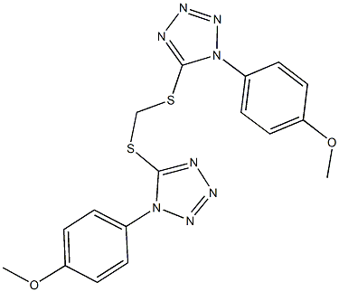 1-(4-methoxyphenyl)-5-[({[1-(4-methoxyphenyl)-1H-tetraazol-5-yl]sulfanyl}methyl)sulfanyl]-1H-tetraazole Struktur