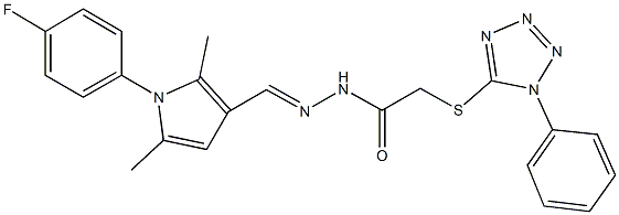 N'-{[1-(4-fluorophenyl)-2,5-dimethyl-1H-pyrrol-3-yl]methylene}-2-[(1-phenyl-1H-tetraazol-5-yl)sulfanyl]acetohydrazide Struktur