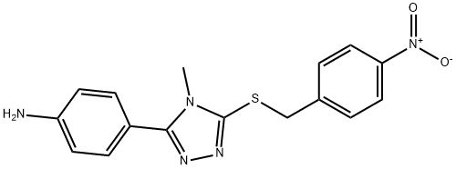 3-(4-aminophenyl)-5-({4-nitrobenzyl}sulfanyl)-4-methyl-4H-1,2,4-triazole Struktur