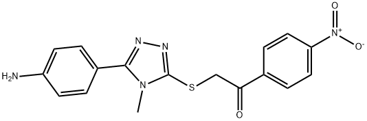 2-{[5-(4-aminophenyl)-4-methyl-4H-1,2,4-triazol-3-yl]sulfanyl}-1-{4-nitrophenyl}ethanone Struktur