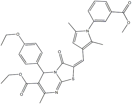 ethyl 5-(4-ethoxyphenyl)-2-({1-[3-(methoxycarbonyl)phenyl]-2,5-dimethyl-1H-pyrrol-3-yl}methylene)-7-methyl-3-oxo-2,3-dihydro-5H-[1,3]thiazolo[3,2-a]pyrimidine-6-carboxylate Struktur