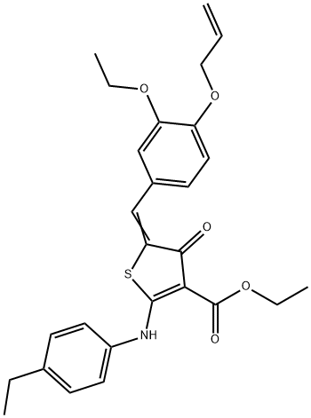 ethyl 5-[4-(allyloxy)-3-ethoxybenzylidene]-2-(4-ethylanilino)-4-oxo-4,5-dihydro-3-thiophenecarboxylate Struktur