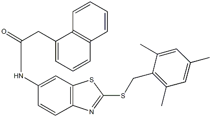 N-{2-[(mesitylmethyl)sulfanyl]-1,3-benzothiazol-6-yl}-2-(1-naphthyl)acetamide Struktur