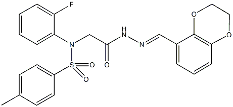 N-{2-[2-(2,3-dihydro-1,4-benzodioxin-5-ylmethylene)hydrazino]-2-oxoethyl}-N-(2-fluorophenyl)-4-methylbenzenesulfonamide Struktur