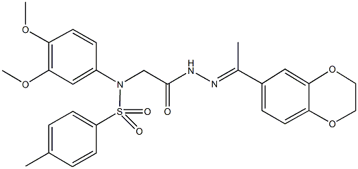 N-(2-{2-[1-(2,3-dihydro-1,4-benzodioxin-6-yl)ethylidene]hydrazino}-2-oxoethyl)-N-(3,4-dimethoxyphenyl)-4-methylbenzenesulfonamide Struktur