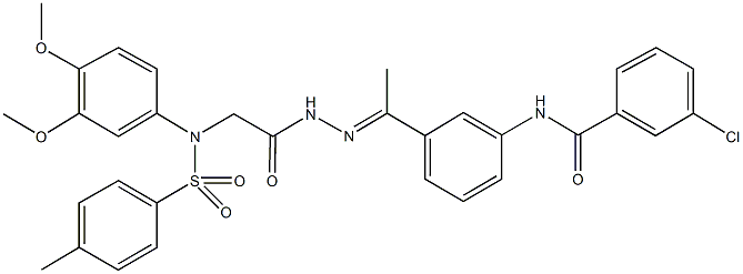 3-chloro-N-{3-[N-({3,4-dimethoxy[(4-methylphenyl)sulfonyl]anilino}acetyl)ethanehydrazonoyl]phenyl}benzamide Struktur