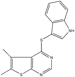 5,6-dimethylthieno[2,3-d]pyrimidin-4-yl 1H-indol-3-yl sulfide Struktur