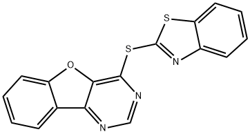 4-(1,3-benzothiazol-2-ylsulfanyl)[1]benzofuro[3,2-d]pyrimidine Struktur