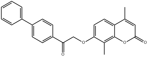 7-(2-[1,1'-biphenyl]-4-yl-2-oxoethoxy)-4,8-dimethyl-2H-chromen-2-one Struktur