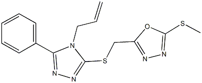 2-{[(4-allyl-5-phenyl-4H-1,2,4-triazol-3-yl)sulfanyl]methyl}-5-(methylsulfanyl)-1,3,4-oxadiazole Struktur