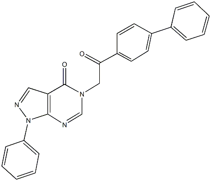 5-(2-[1,1'-biphenyl]-4-yl-2-oxoethyl)-1-phenyl-1,5-dihydro-4H-pyrazolo[3,4-d]pyrimidin-4-one Struktur