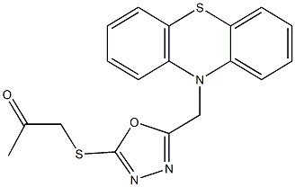 1-{[5-(10H-phenothiazin-10-ylmethyl)-1,3,4-oxadiazol-2-yl]sulfanyl}acetone Struktur