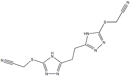 {[5-(2-{5-[(cyanomethyl)sulfanyl]-4H-1,2,4-triazol-3-yl}ethyl)-4H-1,2,4-triazol-3-yl]sulfanyl}acetonitrile Struktur