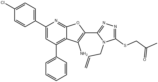 1-({4-allyl-5-[3-amino-6-(4-chlorophenyl)-4-phenylfuro[2,3-b]pyridin-2-yl]-4H-1,2,4-triazol-3-yl}sulfanyl)acetone Struktur