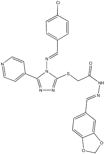 N'-(1,3-benzodioxol-5-ylmethylene)-2-{[4-[(4-chlorobenzylidene)amino]-5-(4-pyridinyl)-4H-1,2,4-triazol-3-yl]sulfanyl}acetohydrazide Struktur