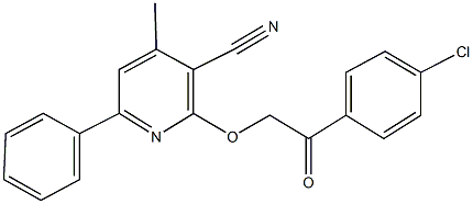 2-[2-(4-chlorophenyl)-2-oxoethoxy]-4-methyl-6-phenylnicotinonitrile Struktur