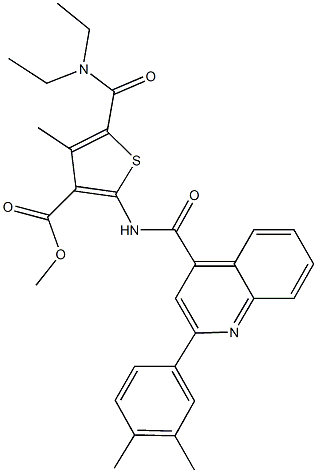 methyl 5-[(diethylamino)carbonyl]-2-({[2-(3,4-dimethylphenyl)-4-quinolinyl]carbonyl}amino)-4-methyl-3-thiophenecarboxylate Struktur