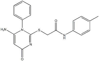 2-[(6-amino-4-oxo-1-phenyl-1,4-dihydro-2-pyrimidinyl)sulfanyl]-N-(4-methylphenyl)acetamide Struktur