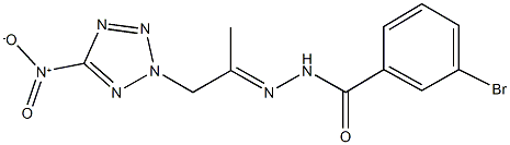 3-bromo-N'-(2-{5-nitro-2H-tetraazol-2-yl}-1-methylethylidene)benzohydrazide Struktur