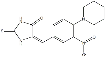 5-[3-nitro-4-(1-piperidinyl)benzylidene]-2-thioxo-4-imidazolidinone Struktur