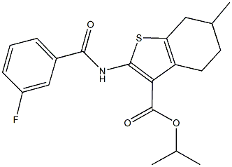 isopropyl 2-[(3-fluorobenzoyl)amino]-6-methyl-4,5,6,7-tetrahydro-1-benzothiophene-3-carboxylate Struktur