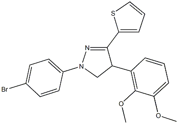 1-(4-bromophenyl)-4-(2,3-dimethoxyphenyl)-3-(2-thienyl)-4,5-dihydro-1H-pyrazole Struktur