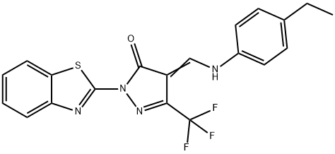 2-(1,3-benzothiazol-2-yl)-4-[(4-ethylanilino)methylene]-5-(trifluoromethyl)-2,4-dihydro-3H-pyrazol-3-one Struktur