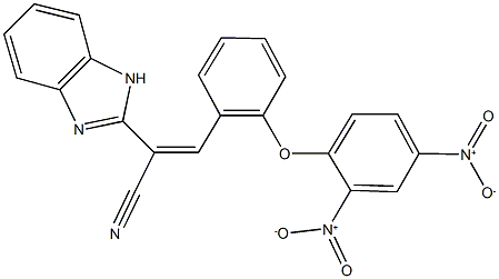 2-(1H-benzimidazol-2-yl)-3-(2-{2,4-bisnitrophenoxy}phenyl)acrylonitrile Struktur