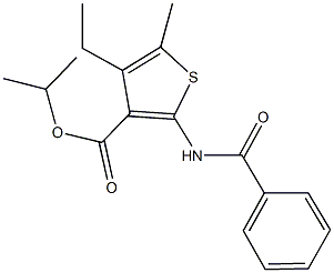 isopropyl 2-(benzoylamino)-4-ethyl-5-methyl-3-thiophenecarboxylate Struktur