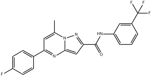 5-(4-fluorophenyl)-7-methyl-N-[3-(trifluoromethyl)phenyl]pyrazolo[1,5-a]pyrimidine-2-carboxamide Struktur