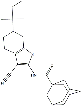 N-(3-cyano-6-tert-pentyl-4,5,6,7-tetrahydro-1-benzothien-2-yl)-1-adamantanecarboxamide Struktur