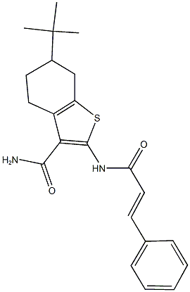 6-tert-butyl-2-(cinnamoylamino)-4,5,6,7-tetrahydro-1-benzothiophene-3-carboxamide Struktur