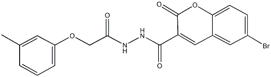 6-bromo-N'-[(3-methylphenoxy)acetyl]-2-oxo-2H-chromene-3-carbohydrazide Struktur