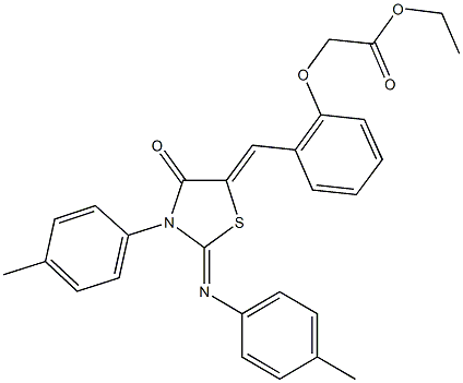 ethyl [2-({3-(4-methylphenyl)-2-[(4-methylphenyl)imino]-4-oxo-1,3-thiazolidin-5-ylidene}methyl)phenoxy]acetate Struktur