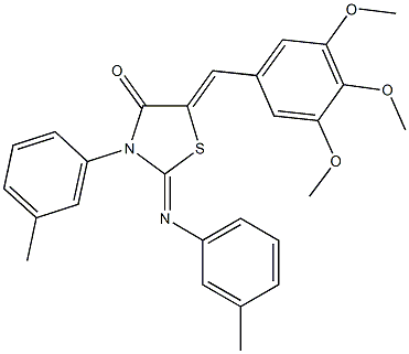 3-(3-methylphenyl)-2-[(3-methylphenyl)imino]-5-(3,4,5-trimethoxybenzylidene)-1,3-thiazolidin-4-one Struktur