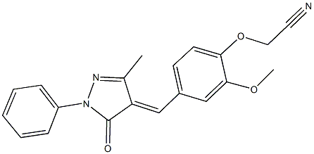 2-{2-methoxy-4-[(3-methyl-5-oxo-1-phenyl-1,5-dihydro-4H-pyrazol-4-ylidene)methyl]phenoxy}acetonitrile Struktur