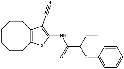 N-(3-cyano-4,5,6,7,8,9-hexahydrocycloocta[b]thien-2-yl)-2-phenoxybutanamide Struktur