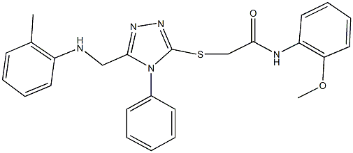 N-(2-methoxyphenyl)-2-{[4-phenyl-5-(2-toluidinomethyl)-4H-1,2,4-triazol-3-yl]sulfanyl}acetamide Struktur