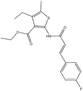 ethyl 4-ethyl-2-{[3-(4-fluorophenyl)acryloyl]amino}-5-methyl-3-thiophenecarboxylate Struktur