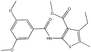 methyl 2-[(3,5-dimethoxybenzoyl)amino]-4-ethyl-5-methyl-3-thiophenecarboxylate Struktur