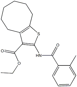 ethyl 2-[(2-methylbenzoyl)amino]-4,5,6,7,8,9-hexahydrocycloocta[b]thiophene-3-carboxylate Struktur