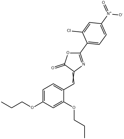 2-{2-chloro-4-nitrophenyl}-4-(2,4-dipropoxybenzylidene)-1,3-oxazol-5(4H)-one Struktur