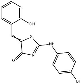 2-[(4-bromophenyl)imino]-5-(2-hydroxybenzylidene)-1,3-thiazolidin-4-one Struktur