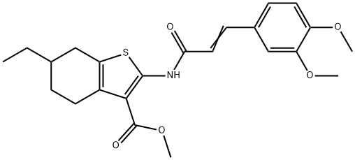 methyl 2-{[3-(3,4-dimethoxyphenyl)acryloyl]amino}-6-ethyl-4,5,6,7-tetrahydro-1-benzothiophene-3-carboxylate Struktur